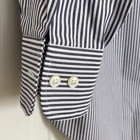 Chaps Ralph Lauren Men's Dress Shirt 16 32/33 Blue Stripe Long Sleeve Button Up - Picture 6 of 7